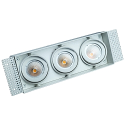 ceiling recessed luminaire VANYA 3 flames, square, swivelling, flush IP20, white dimmable
