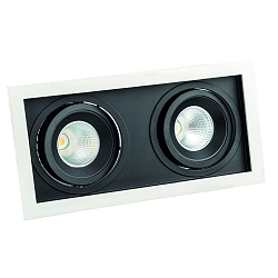 LED Einbaustrahler CORU-50K, IP20, 2-flammig, eckig, kardanisch, exkl. Leuchtmittel / Fassung / BG, wei�