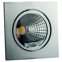 LED Einbaustrahler GLIN COB, IP40, quadratisch, 11.6cm, 500mA, 20W 3000K 1968lm 24�, schwenkbar, exkl. BG, silber