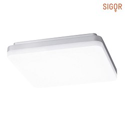 LED Ceiling luminaire SQUARE, 26 x 26 x 4.3cm, with motion detector, IP20, 18W 4000K 1150lm, white matt / silver