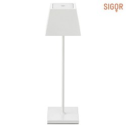 LED battery table lamp NUINDIE square, dimmable, IP54, snow white, powder coated