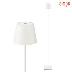 LED battery floor lamp NUINDIE round, dimmable, IP54, snow white, powder coated