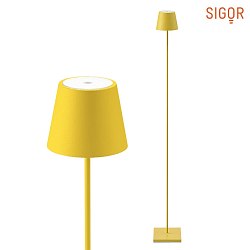 LED battery floor lamp NUINDIE round, dimmable, IP54, sun yellow, powder coated