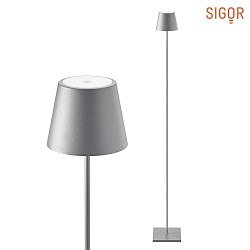LED battery floor lamp NUINDIE round, dimmable, IP54, graphite grey, powder coated