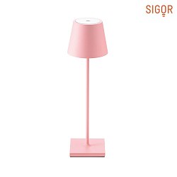 LED battery table lamp NUINDIE round, dimmable, IP54, powder coated, soft pink