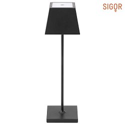LED battery table lamp NUINDIE square, dimmable, IP54, night black, powder coated