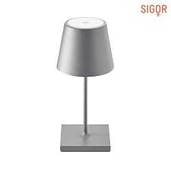LED battery table lamp NUINDIE MINI round, dimmable, IP54, graphite grey, powder coated