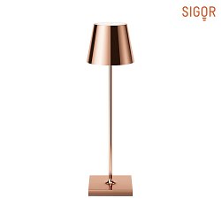 battery table lamp NUINDIE round, CCT Switch IP54, copper dimmable