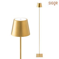 battery floor lamp NUINDIE round IP54, gold dimmable