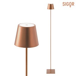 battery floor lamp NUINDIE round IP54, bronze dimmable