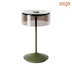 battery table lamp NUMOTION IP54, pine green dimmable
