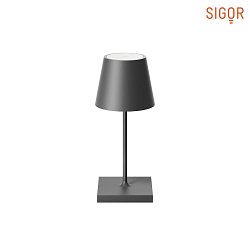 battery table lamp NUINDIE MINI USB-C round IP54, graphite grey dimmable