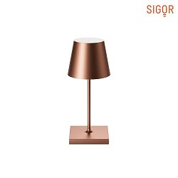 battery table lamp NUINDIE MINI USB-C round IP54, bronze anodised dimmable