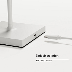 LED Akku-Tischleuchte NUINDIE MINI USB-C, 25cm, 2,2W, Flex-Mood, 2200K/2700K, IP54, 168/197lm, Ra85, eckig, schneewei