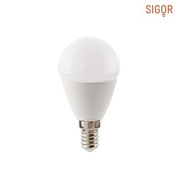 LED Tropfenlampe ECOLUX KUGEL DIM, 230V, Ø 4.5cm / L 8.6cm, E14, 6W 2700K 470lm 220°,dimmbar, Opal