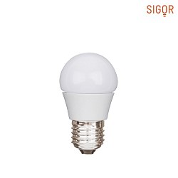 LED Tropfenlampe ECOLUX KUGEL DIM, 230V, Ø 4.5cm / L 8.5cm, E27, 6W 2700K 470lm 200°, dimmbar, Opal