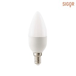 LED Kerzenlampe ECOLUX DTW, 230V, Ø 3.5cm / L 10.5cm, E14, 6W 1800-2700K 470lm 220°, Dim-To-Warm, Opal
