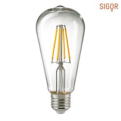 LED Filament Edisonlampe ST64, 230V, Ø 6.4cm / L 14.3cm, E27, 7W 2700K 806lm 300°, dimmbar, Klar