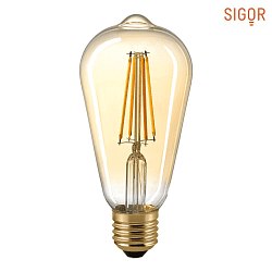 LED Filament Edisonlampe GOLD, 230V, Ø 6.4cm / L 14cm, E27, 7W 2500K 720lm 300°, dimmbar, Gold