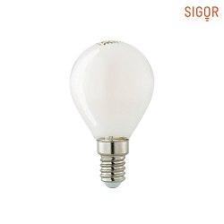 LED Filamentlampe KUGEL, 230V, Ø 4.5cm / L 8cm, E14, 4.5W 2700K 400lm 300°, dimmbar, Opal schattenfrei