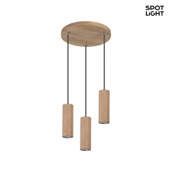 Pendant luminaire PIPE RONDEL, 3-flame, inkl. 3x GU10 ( 5W 2700K 350lm), oiled oak / anthracite