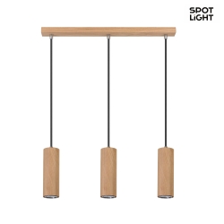 Pendant luminaire PIPE, 3-flame, inkl. 3x GU10 ( 5W 2700K 350lm), oiled oak / anthracite