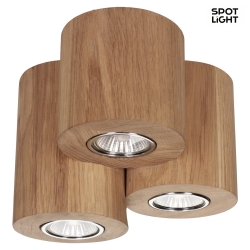 Ceiling luminaire WOOD DREAM round, Spotlight, 3x GU10, excl. lamp, oiled oak