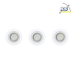 LED Ceiling recessed spot CHRYSTAL DREAM 54, round, 3x GU10 LED, white