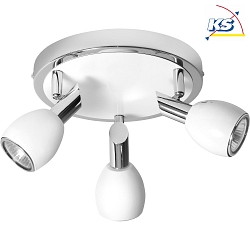 LED spotlight COLORS, ceiling luminaire, 3-flame, GU10, 4.5W, chrome / white