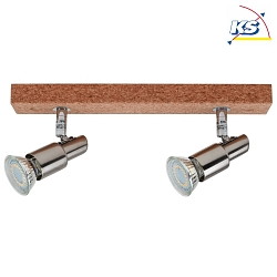 LED wall luminaire CLASSIC cork, 21 x 5 x 10cm, wood / cork / metal