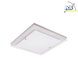 LED ceiling luminaire FINN, 14W, 2700K, chrome / white glass, oak white