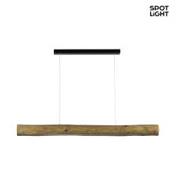LED pendant luminaire LUCAS, 115cm, 33W 3000K 3080lm, with touch dimmer, stained pine / black