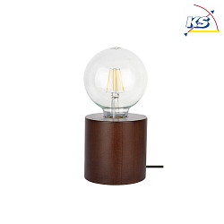Table luminaire TRONGO ROUND, E27, without shade, walnut, black plastic cable