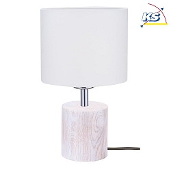 Table luminaire  TRONGO 2, E27, round, white shade, oak white / anthracite cable