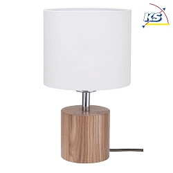 Table luminaire  TRONGO 2, E27, round, white shade, oak / anthracite cable