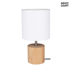 Table luminaire  TRONGO 2, E27, round, white shade, oiled oak / anthracite cable