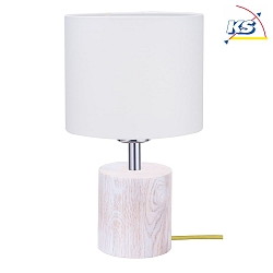 Table luminaire  TRONGO 2, E27, round, white shade, oak white / olive green cable