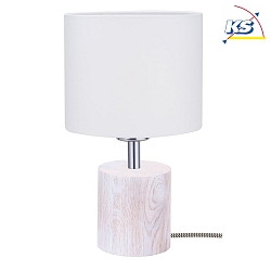 Table luminaire  TRONGO 2, E27, round, white shade, oak white / black-white cable