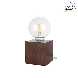 Table luminaire TRONGO SQUARE, E27, without shade, walnut, black plastic cable