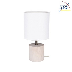 Table luminaire TRONGO ROUND, E27, white shade, white oak/ clear plastic cable
