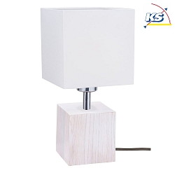 Table luminaire  TRONGO 2, E27, angular, white shade, oak white, anthracite cable