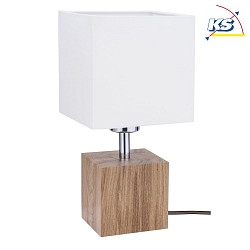 Table luminaire  TRONGO 2, E27, angular, white shade, oak / anthracite cable