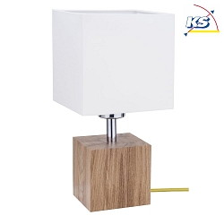Table luminaire  TRONGO 2, E27, angular, white shade, oak / olive green cable
