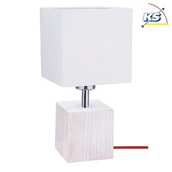 Table luminaire  TRONGO 2, E27, angular, white shade, oak white / red cable