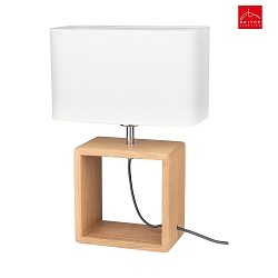 table lamp CADRE E27 IP20, oak oiled, white 