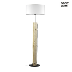 Floor lamp PINO, E27, white shade, natural pine / black