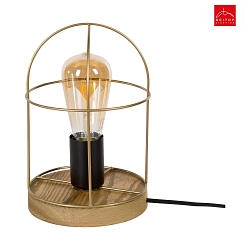 table lamp NETUNO E27 IP20, gold, pine stained, black 