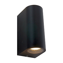 Au�enwandleuchte LOGAN, IP44, Up/Down, rund, inkl. 2x GU10 LED 4W 2700K 345lm (schaltbar), Glas klar, aluminium schwarz