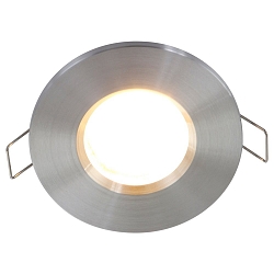 Einbaustrahler P�LITE SPOT, IP44, � 8.5cm, GU10 max.40W, starr, Aluminium / Glas klar, stahl geb�rstet