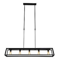 Pendelleuchte BUCKLEY, 5-flammig, 140cm, 5x E27, H�he verstellbar, Schwarz matt